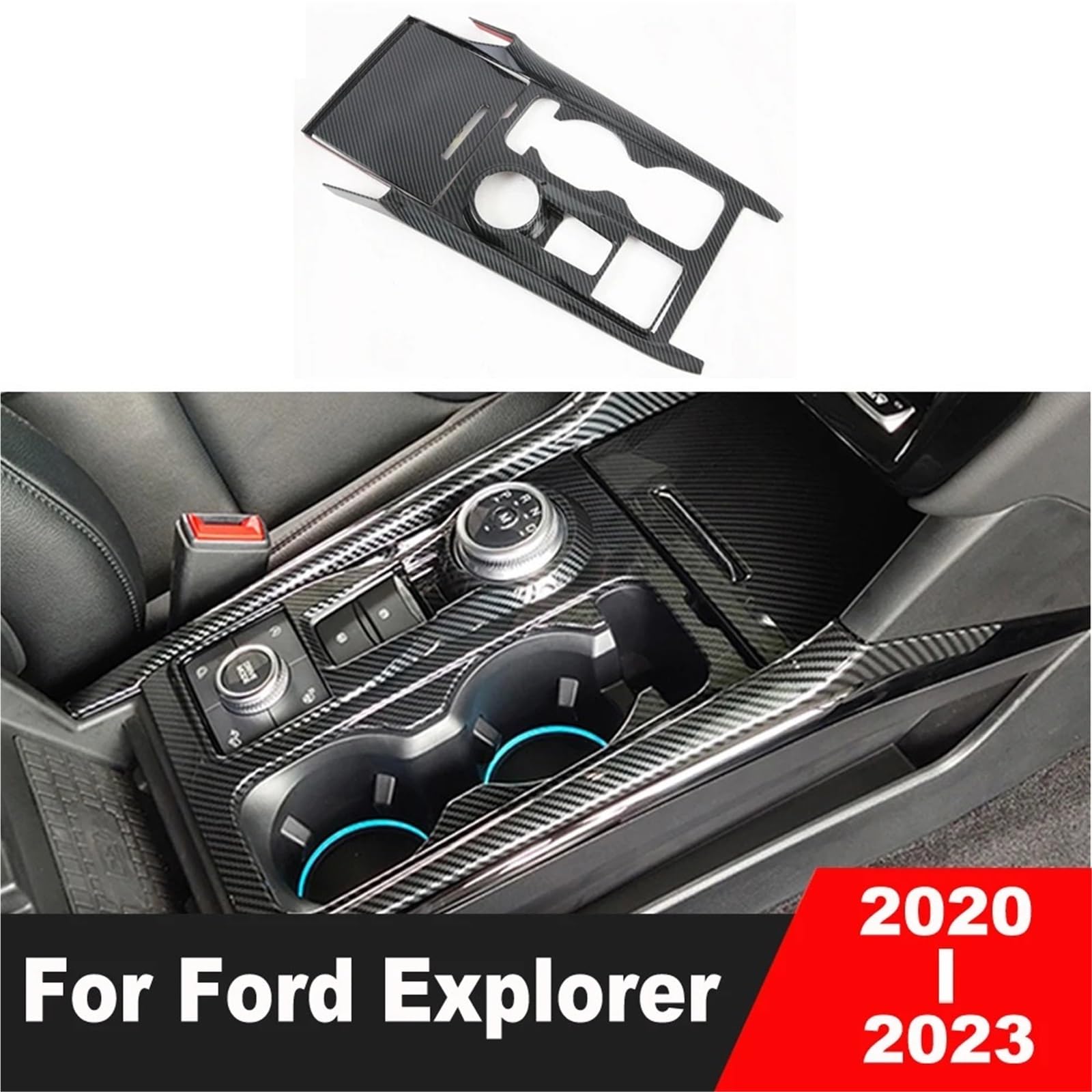Do Explorer 2020-2023 wnętrze samochodu z włókna węglowego konsola środkowa skrzynia biegów pokrywa panelu wykończenia Naklejka konsola środkowa‌ Folia na panel‌
