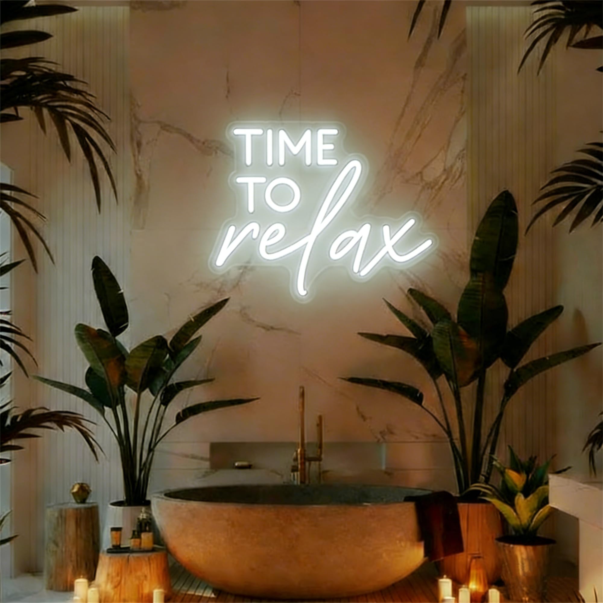 HFHungkeong Time To Relax Led Dimmable Neon Lights Sign for Home Bathroom Spa Beauty Cosmetic Salon Wall Decor,Spa Day Gifts for Women,Spa Products Aesthetic Center Salon Door Decorative Acessories