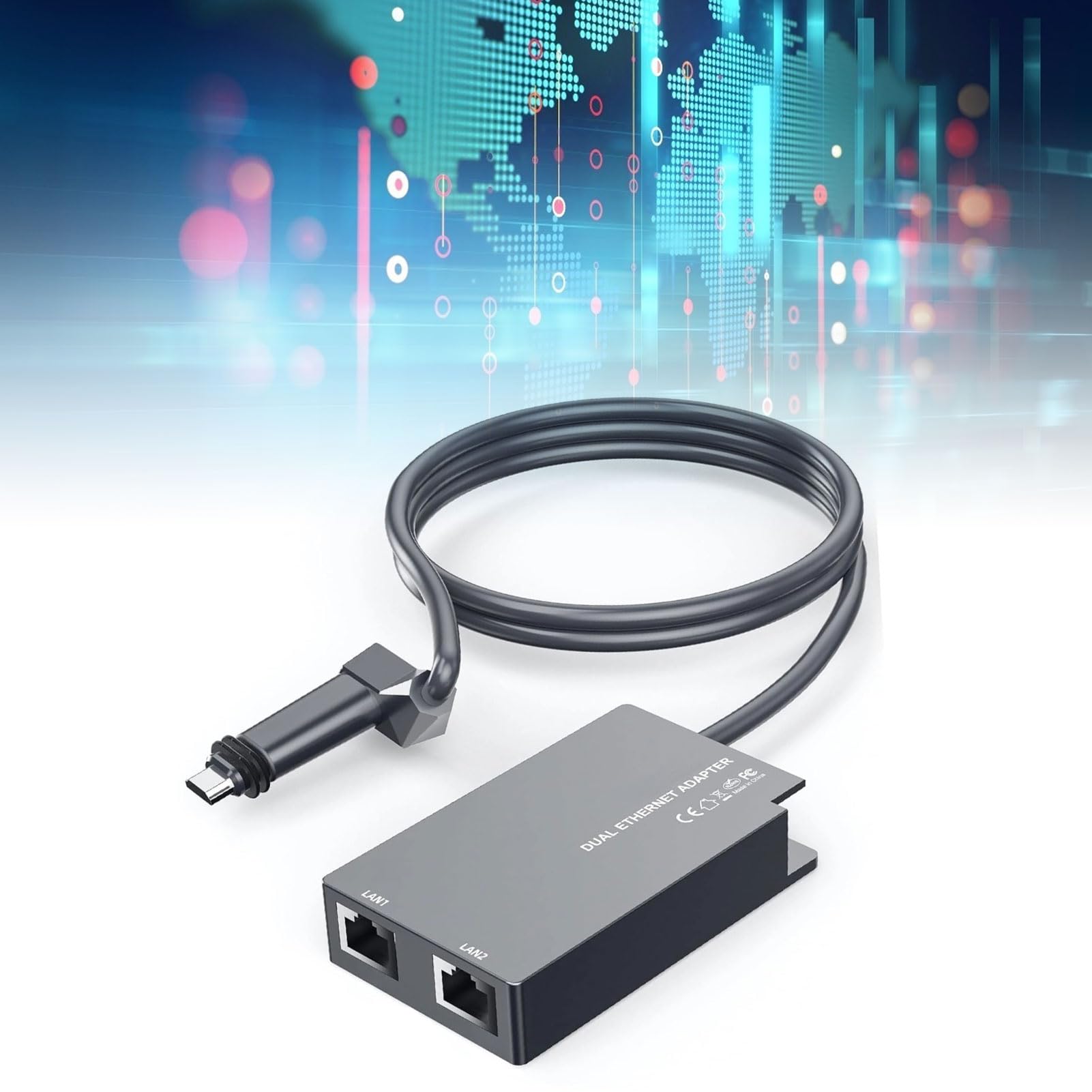 FTVOGUE 2-portowy Adapter Ethernet, Miedziany, Gumowy Rozdzielacz Gigabitowy, łączność Przewodowa 1 Gb/s dla Systemów Satelitarnych i Laptopów Gen 2 V2