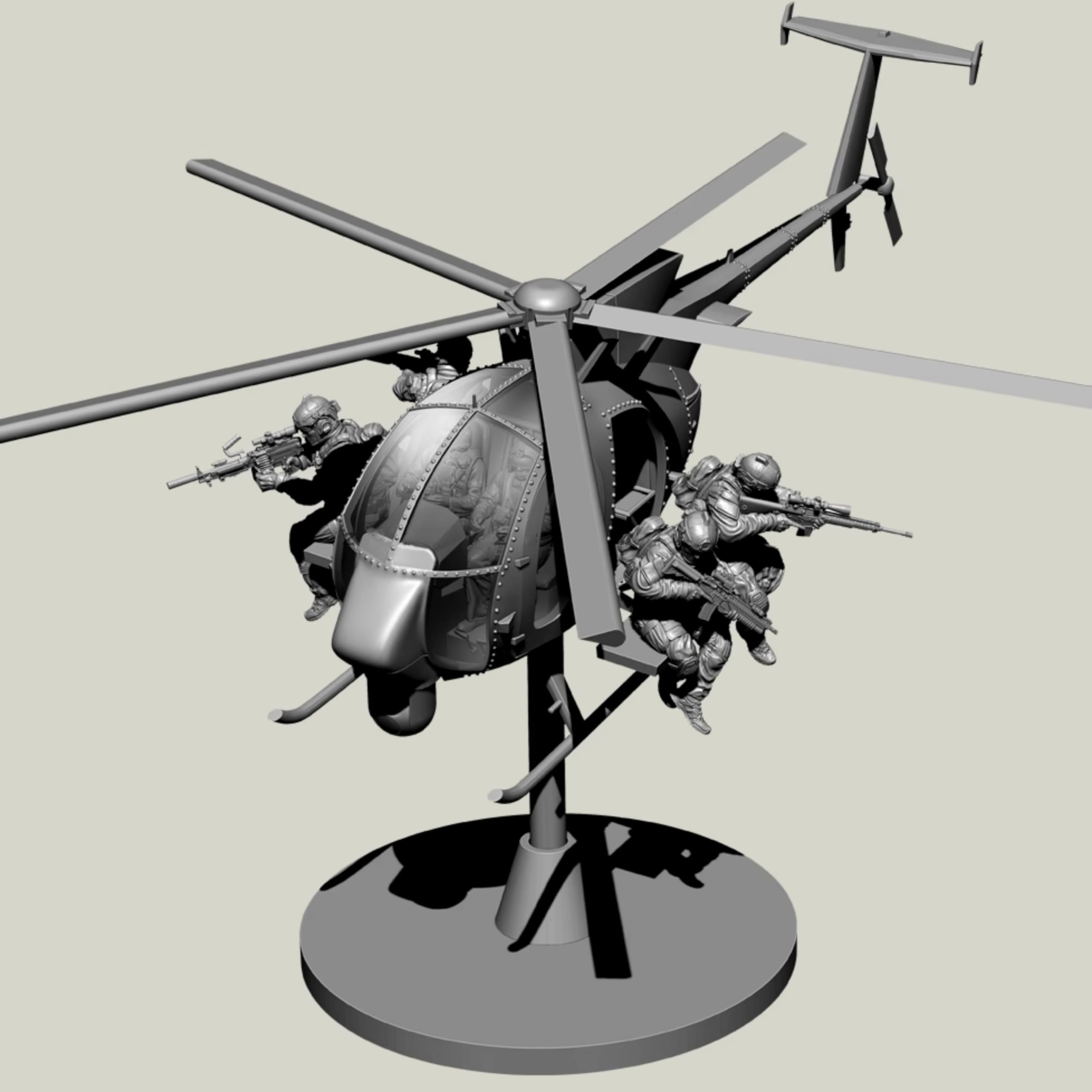 1/35) Kit de modelismo de Resina de Soldado de Comando Estadounidense sin Pintar y sin Montar (6 Personas + con helicóptero) (Cg6B-1)