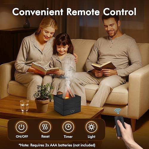 Miniatura 5 de Difusor de aceite esencial, humidificador ultrasónico de 9.5 fl oz con difusor de aceite esencial, control remoto, temporizador y apagado automático