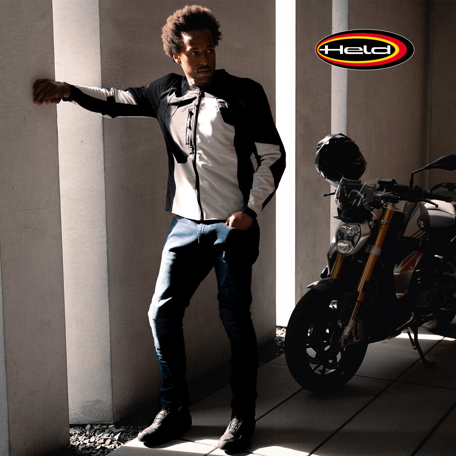 Held Stockton WMS Motorrad Jeans Damen Slim Fit aus Cotton Cordura Stretch - Sommer Motorradhose mit Protektoren d30 Ghost Level 1 - CE Schutzkleidung Klasse AA, Blau, Größe 26/30