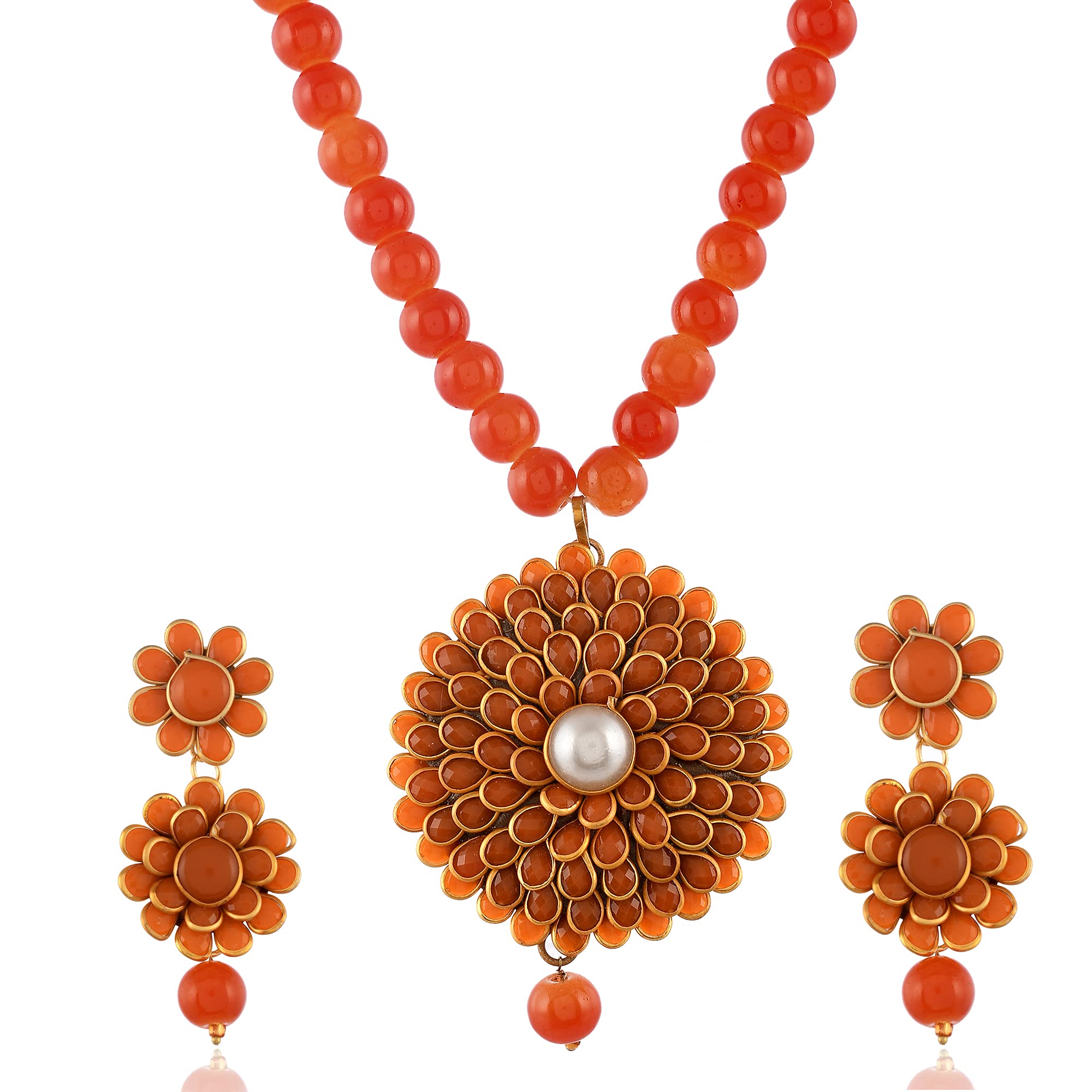 saket nc by chanda pachi pearl orange Necklace Set With jhumki For Girls & Womens (B08GN8TH82) Amazon Price History, Amazon Price Tracker