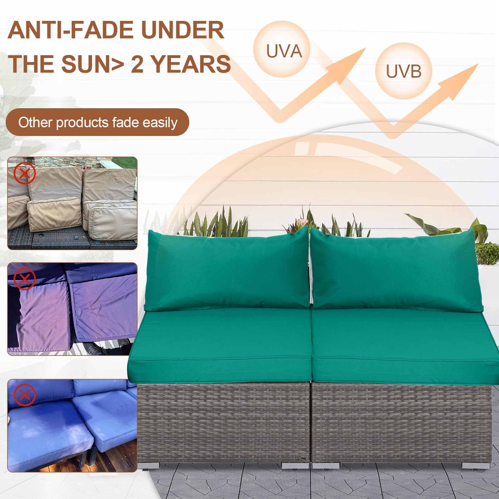 Only Choice Wasserdichte Outdoor-Kissenbezüge – 14-teilig, Für 6-Sitzer Gartenmöbel, Mit Reißverschluss