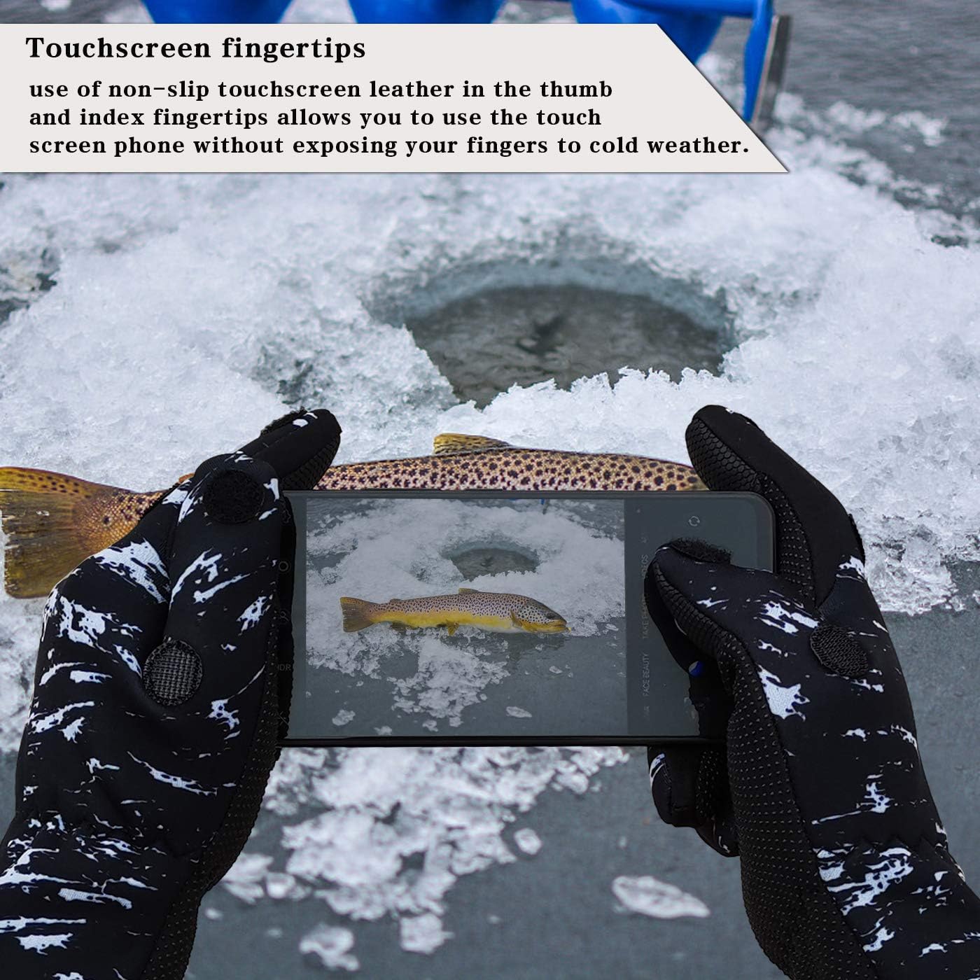 Drasry Neoprene Fishing Gloves Touchscreen 3 Cut Fingers Warm Cold Weather Waterproof Suitable for Men and Women Ice Fishing Fly Fishing Photography Motorcycle Running Shooting : Sports & Outdoors
