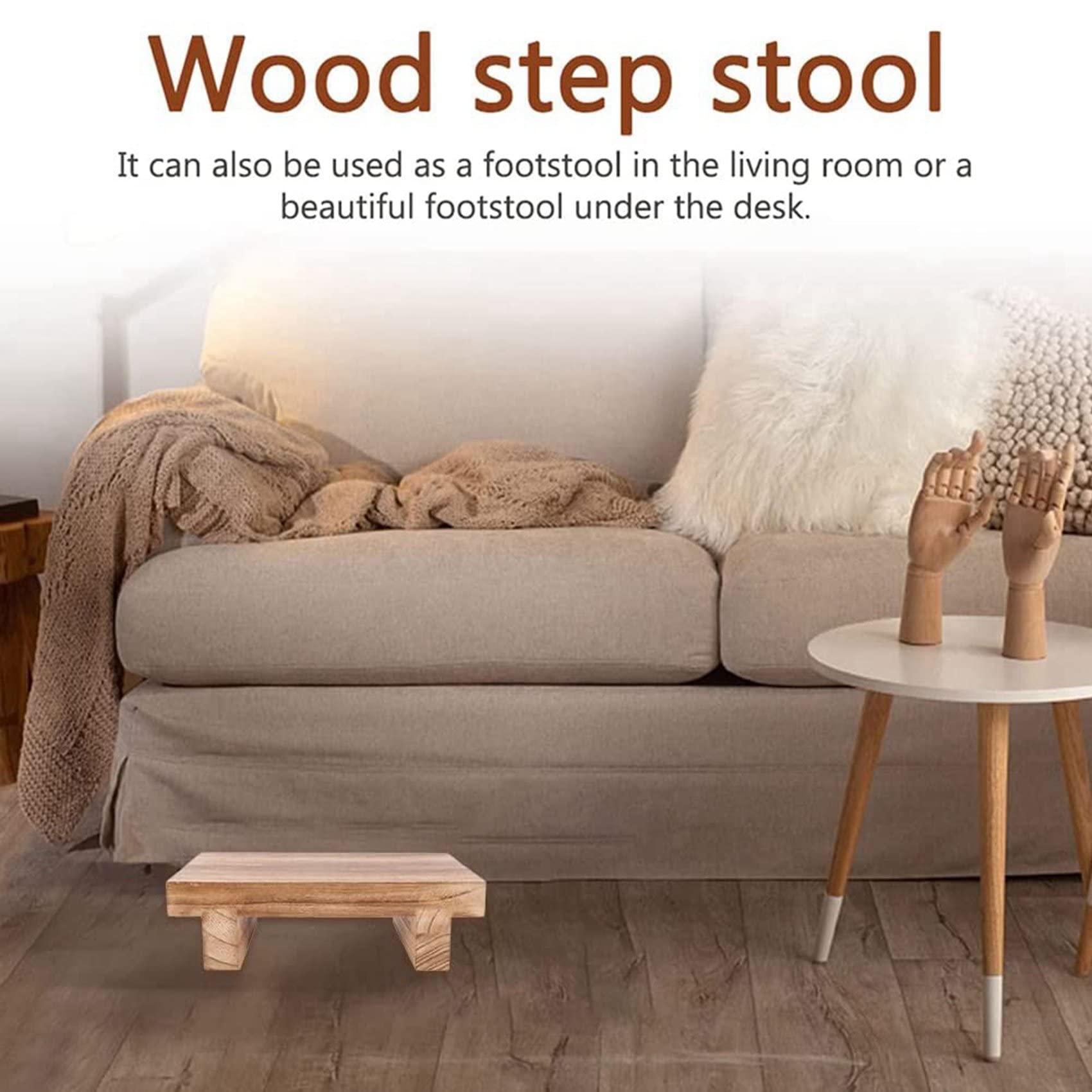 Taburete de madera resistente para adultos, cama alta, cocina, baño y armario, taburete para un alcance seguro y cómodo, perfecto para uso doméstico