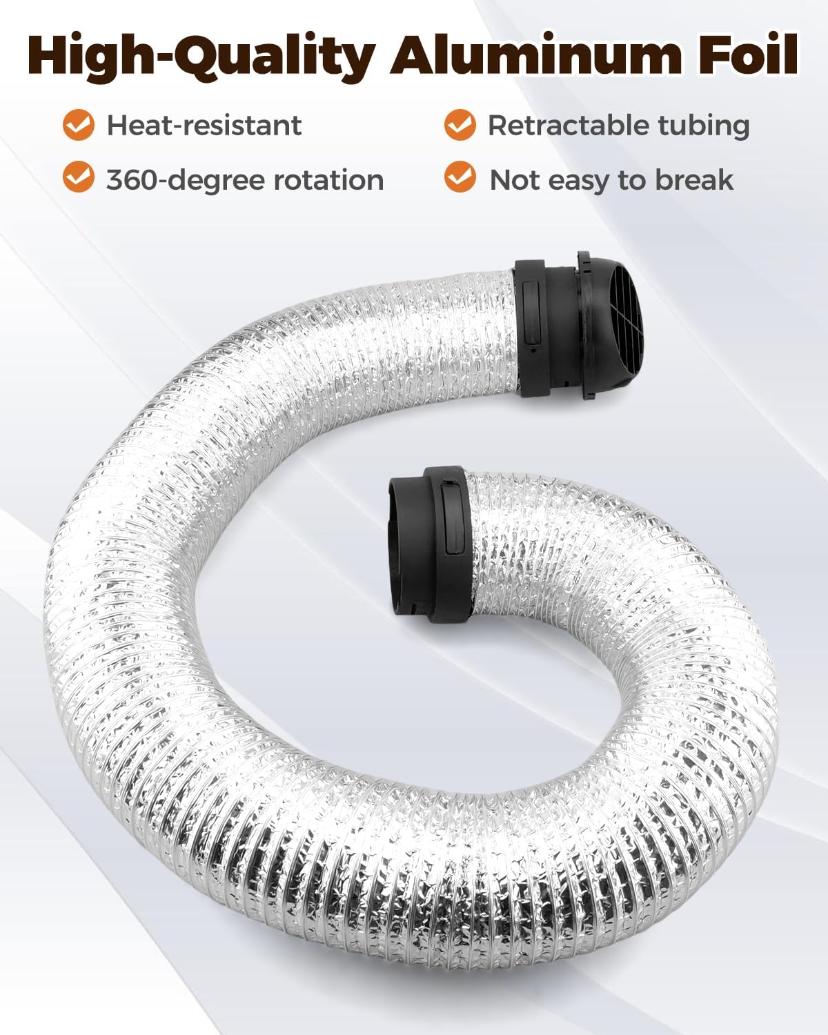 2.95 Inch Diesel Heater Duct Fit for Eberspacher Airtronic D4 heaters， Fit for Chinese 5KW 8KW Diesel Air Parking Heaters, Flexible Duct