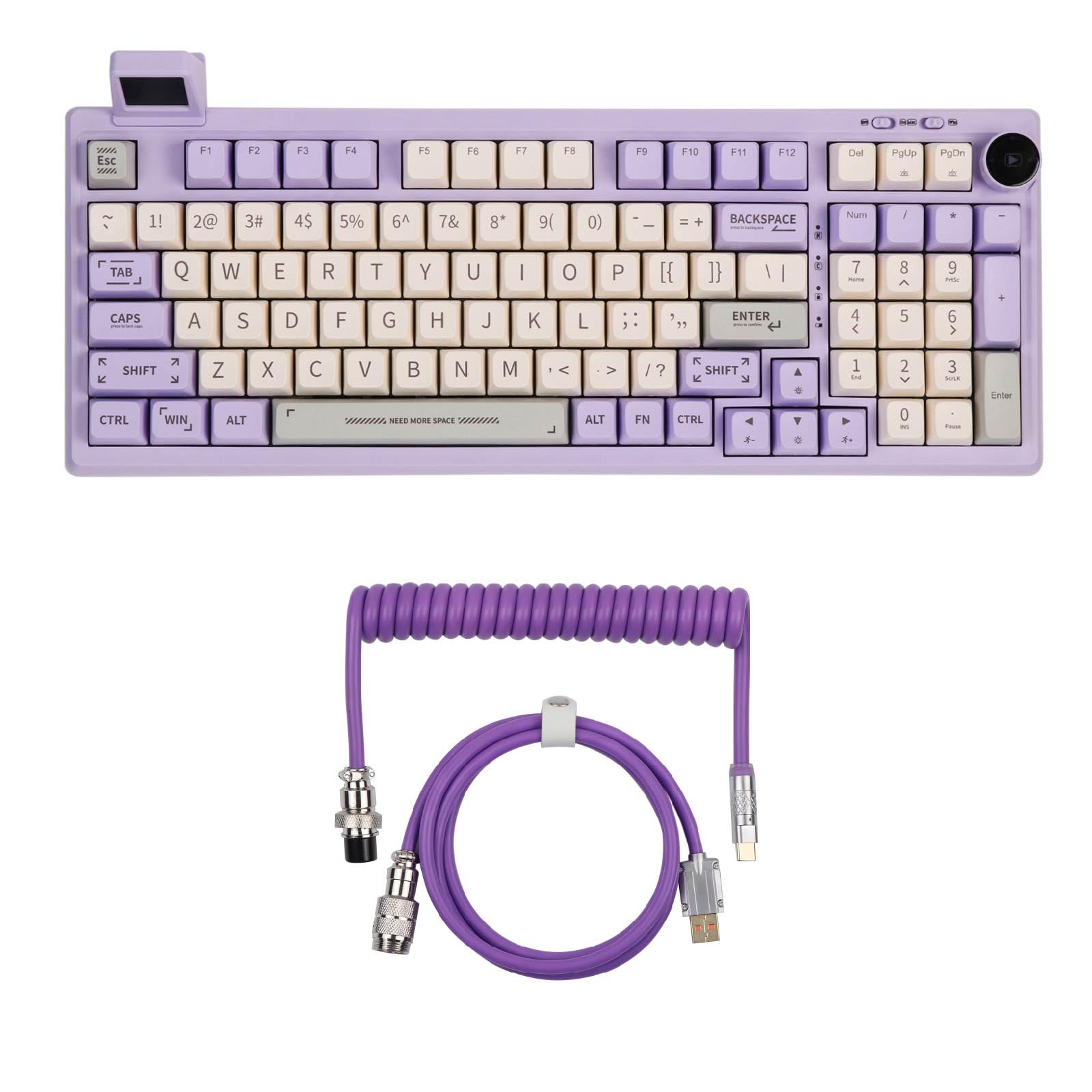Amazon.com: EPOMAKER RT100 紫色機械遊戲鍵盤,附紫色泡芙捲繞鍵盤線