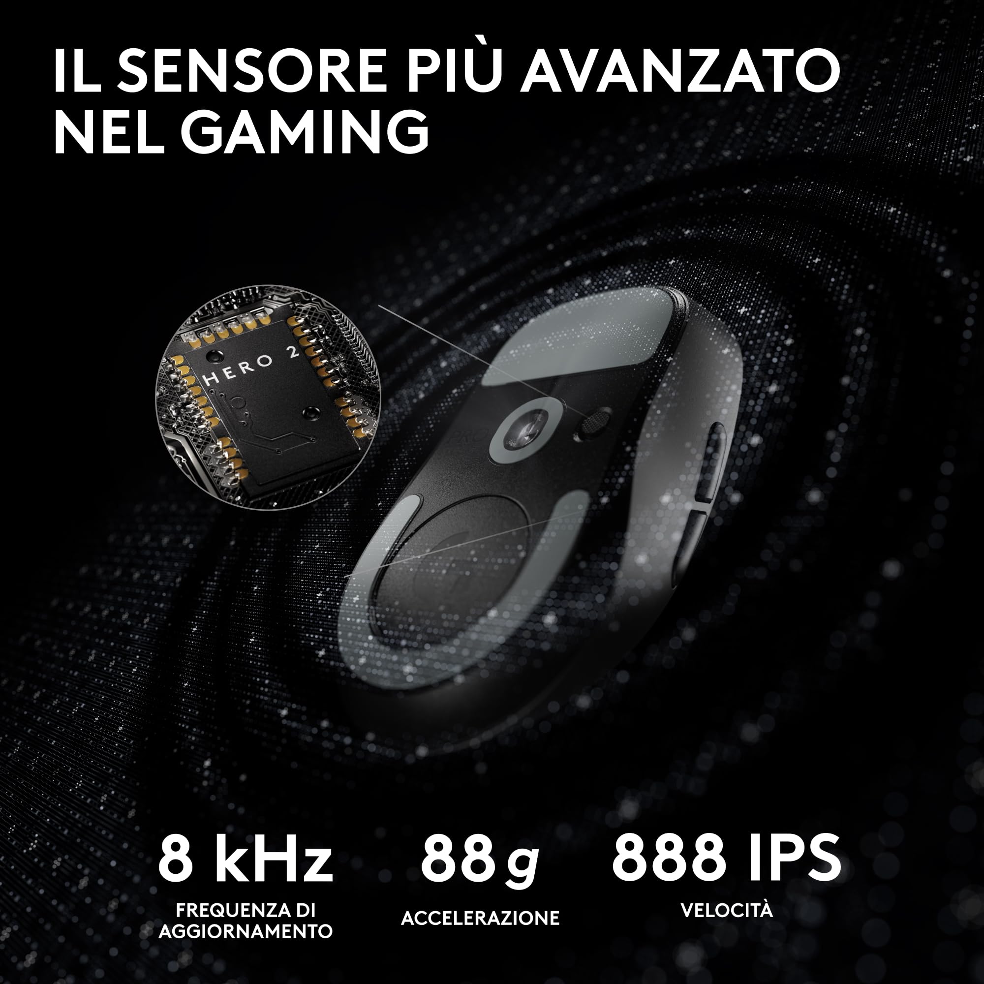 Logitech G PRO X Superlight 2 mouse gaming wireless 60g 5 pulsanti 44.000 DPI 8 kHz USB-C Nero