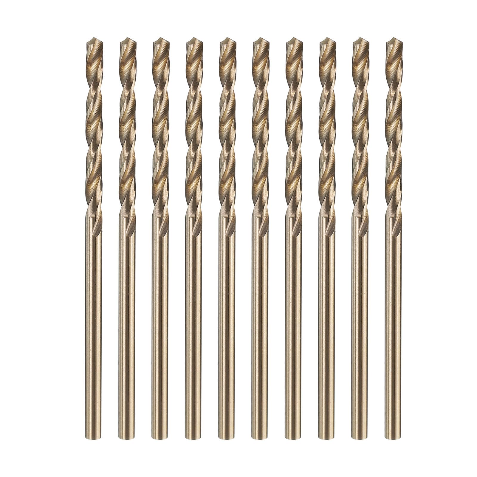 sourcing map 10pcs M35 Cobalt Twist Drill Bit 2mm(5/64") Dia High-Speed Steel Metric Drill Bit with Titanium Coating For Drilling Hard Metals, Stainless Steel, Alloy Steel, Cast Iron