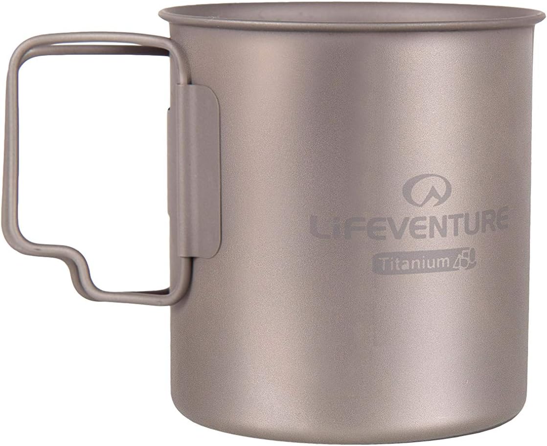 Lifeventure Titanium Mug With Folding Handle - Ultra Lightweight Cup Ideal For Camping Or Travel