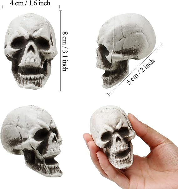 Amazon Com 8 Pieces Halloween Skulls Realistic Looking Skulls Human Skeleton Head Skull For Halloween Bar Home Table Decoration 1 6 X 2 X 3 1 Inches Home Kitchen
