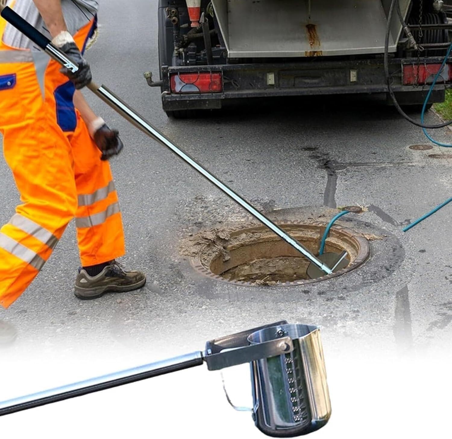 Louche d'échantillonnage d'eau 1L télescopique pour prélèvements profonds