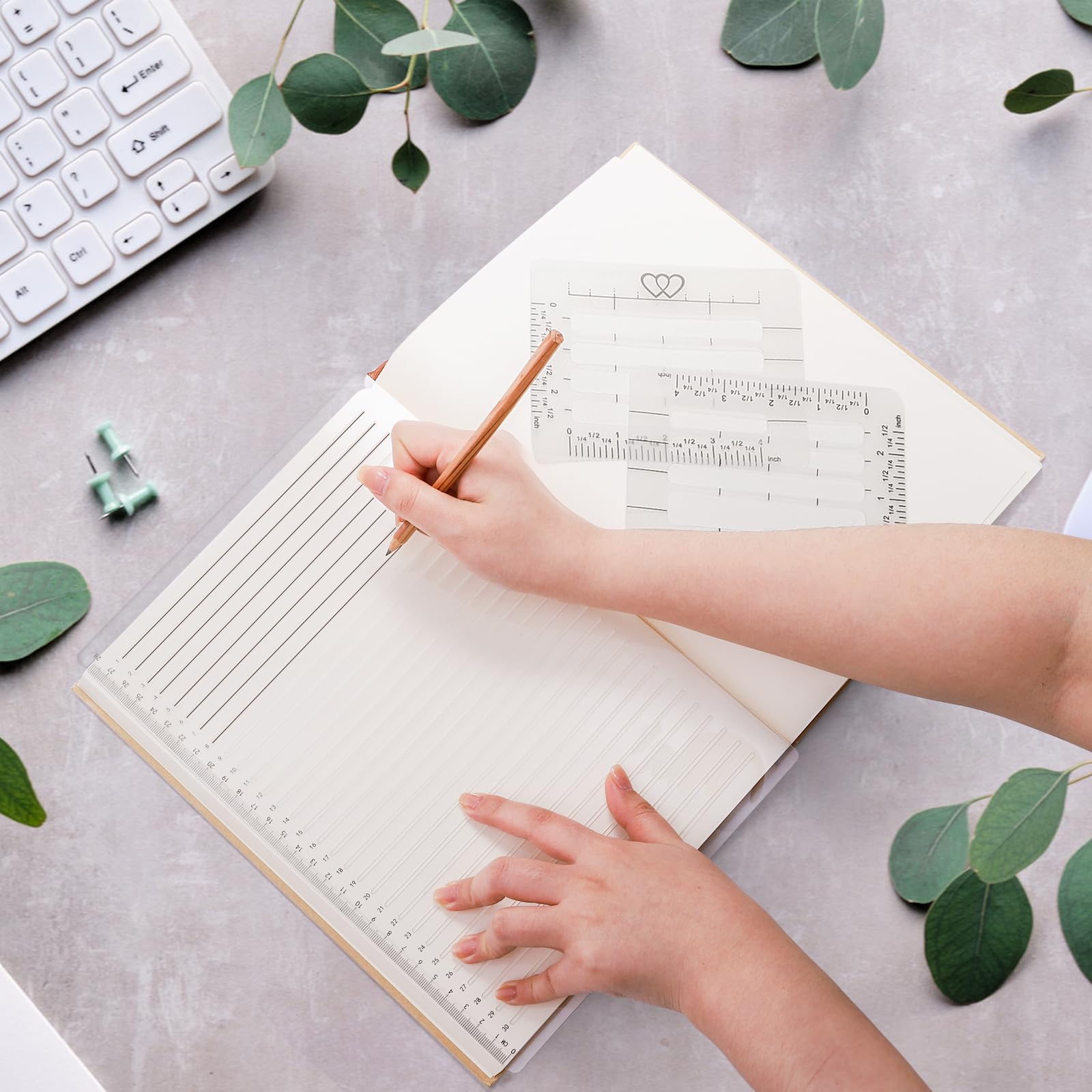 Suwimut 11 Pack Straight Line Stencil Template for Journaling and Envelope Addressing Guide Stencil Templates Set, 11 Inch Scale Spacing Line Drawing Stencils for Card Paper Journal Lettering Writing - Image 6