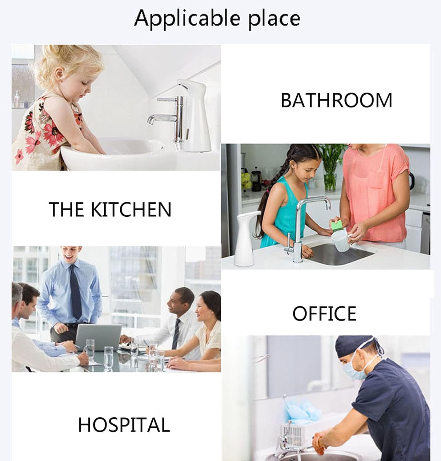 Dispensador automático de jabón sin contacto con clasificación IPX6 impermeable para encimera de baño y cocina