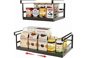 2 Pack Under Desk Drawer, Slide-in Under Shelf Cabinet Drawer Organizer for...