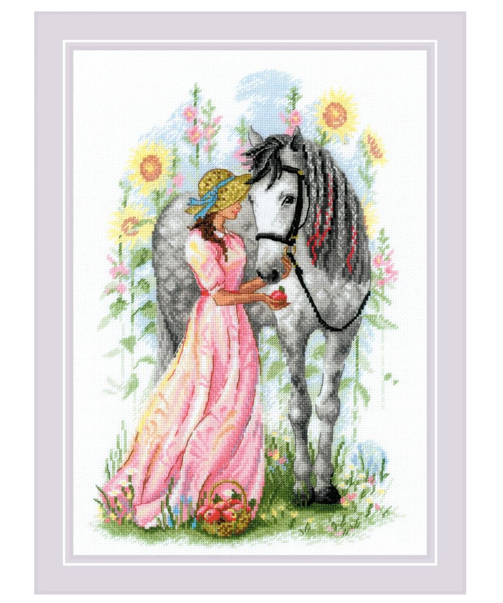 Kit broderie point de croix compté Horse Girl RIOLIS Aida 18 count