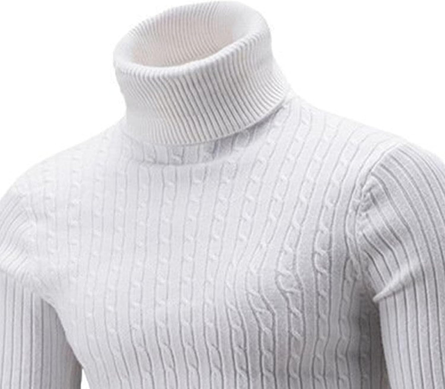 Maiyifu-GJ 3 Pack Mens Slim Fit Turtleneck Sweater Knitted Long Sleeve Thermal Pullover Sweater Lightweight Ribbed Basic Tops