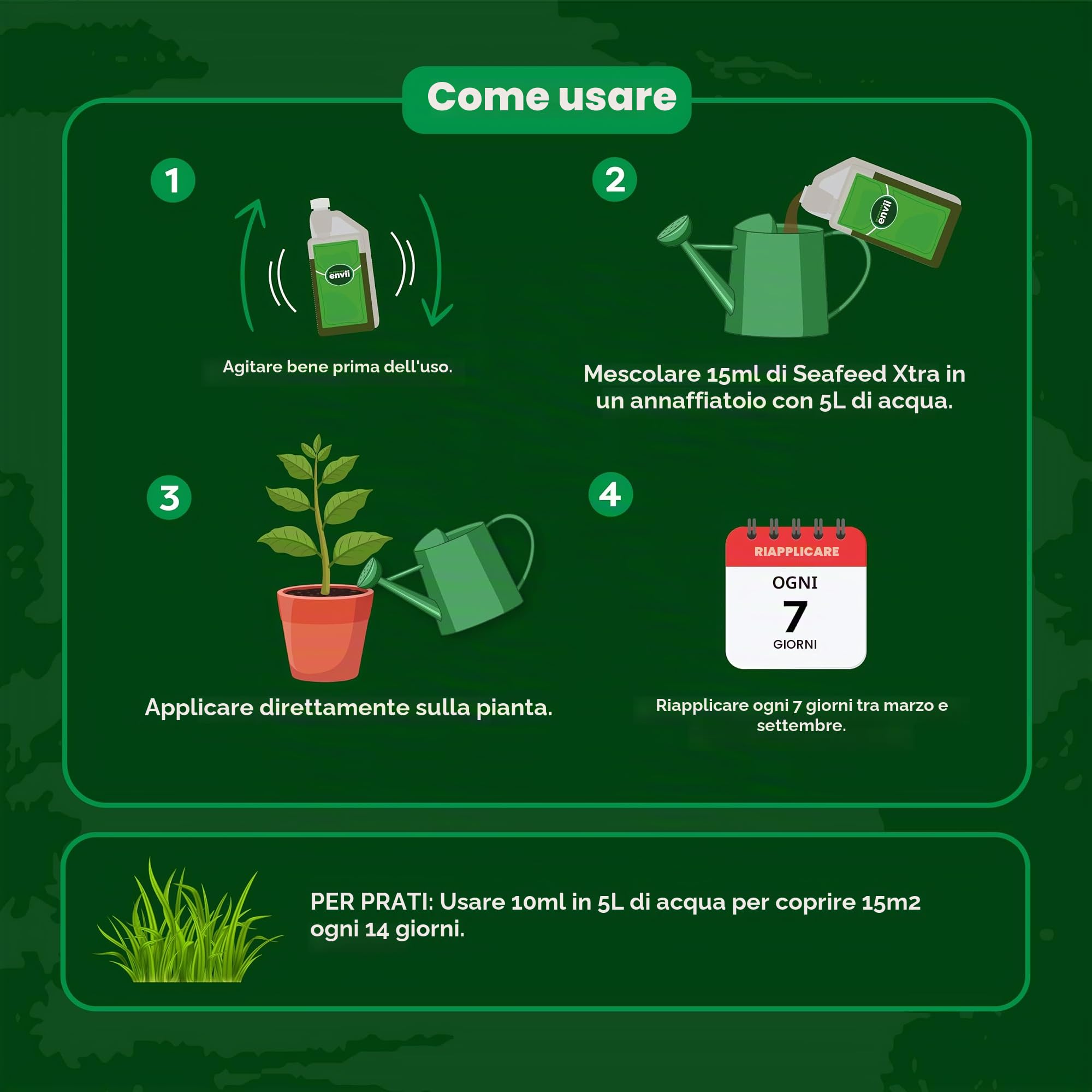 envii Seafeed Xtra, Concime Liquido alle Alghe Marine Biologico – Fertilizzante Naturale per Piante, Orto, Giardino e Prato, Nutrimento Ricco di Nutrienti per Piante da Interno ed Esterno, 5L