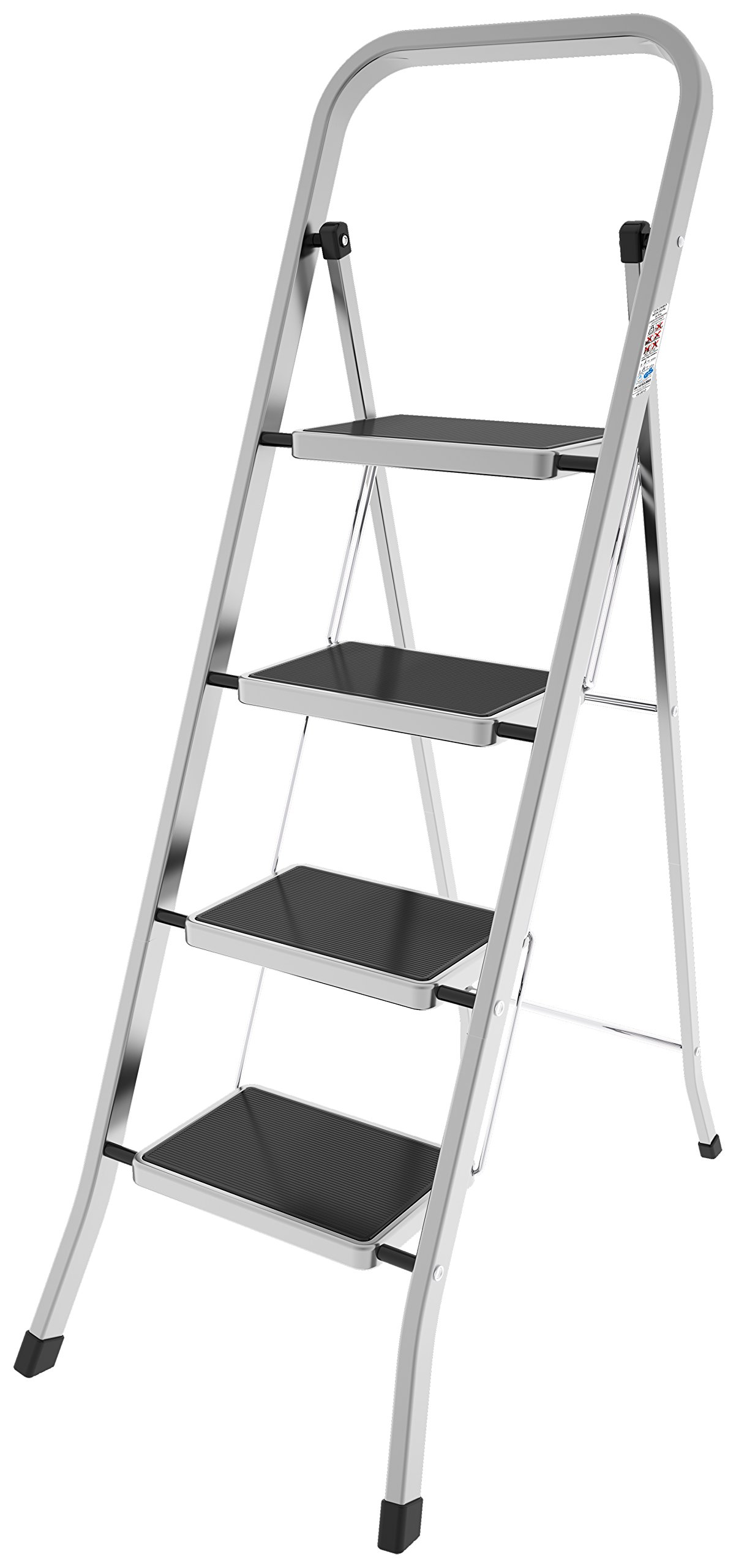 Colombo Scaletta Pieghevole 4 Gradini Factotum | Scala Richiudibile Domestica Salvaspazio in Alluminio con Gradini Antiscivolo Extra Larghi e Piedini in Gomma, Robusta e Sicura | Made In Italy