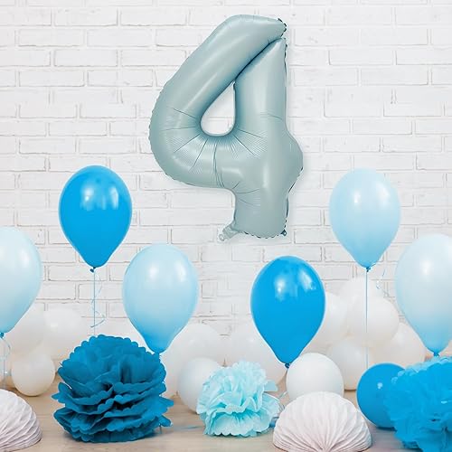 Miniatura 2 de Globos de papel aluminio azul bebé número 4, 40 pulgadas