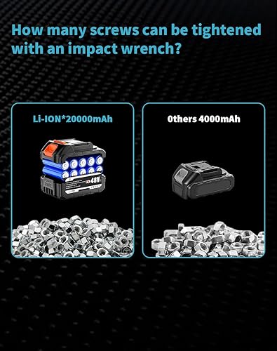 Miniatura 5 de Llave de impacto inalámbrica de 48 V, pistola de impacto de 1/2, pistola de impacto de alto par sin escobillas de 4 velocidades con luz LED, llave