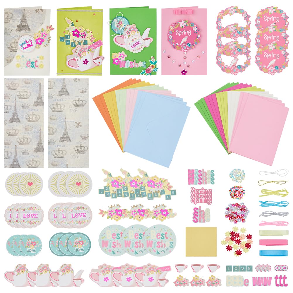 AHANDMAKER Kits de fabricación de tarjetas de papel, 15 tarjetas de felicitación en blanco y sobres, tarjetas de felicitación coloridas para cumpleaños, bodas, profesores, padres, Navidad, regalos