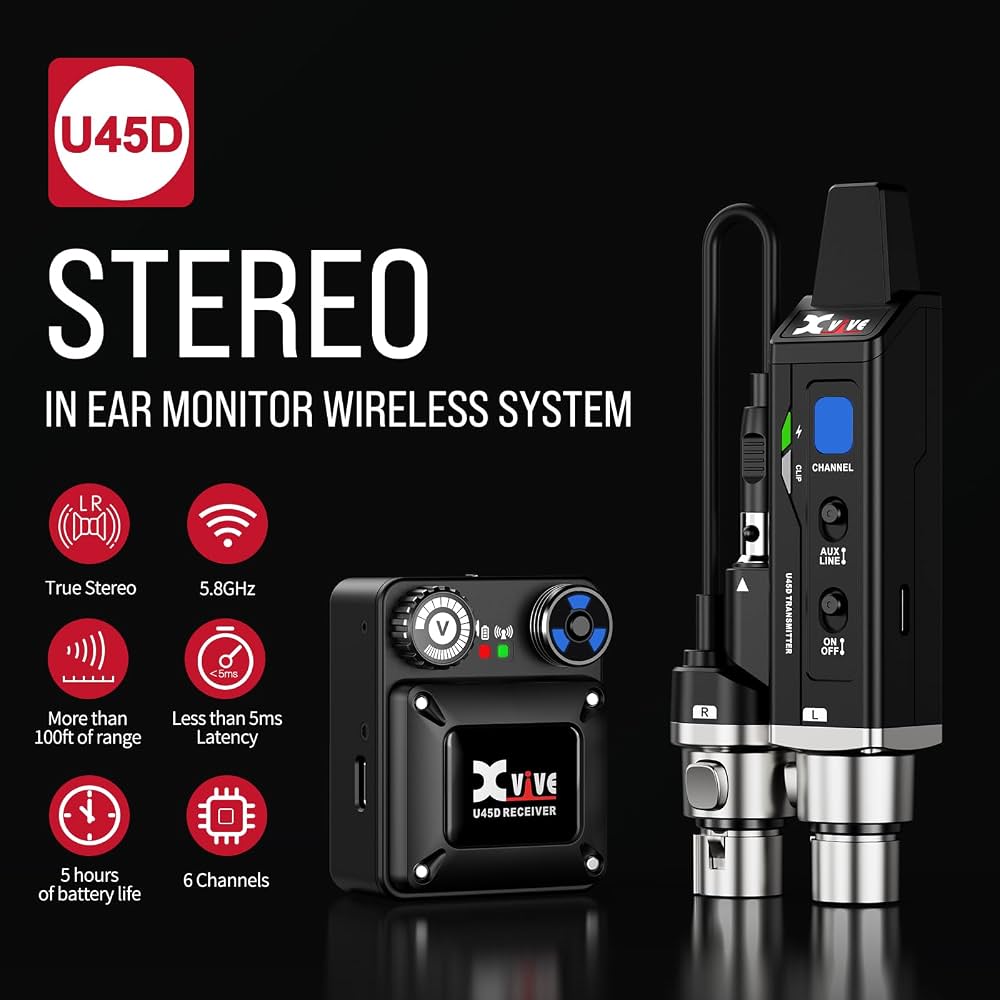 Amazon.co.jp: Xvive U45Dステレオワイヤレスインイヤーモニター