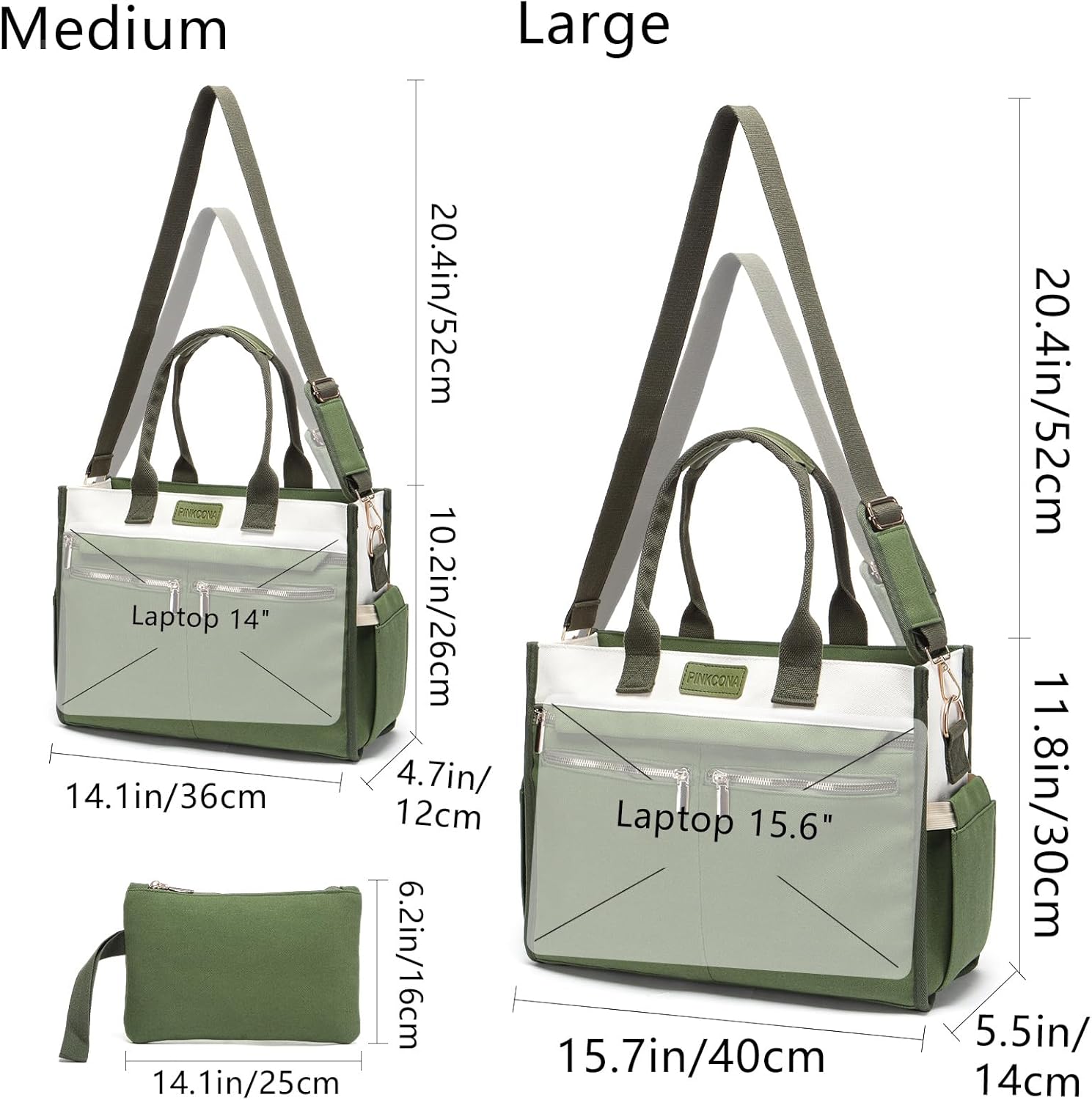 Canvas Tote Bag Set for Women, Large Shoulder Handbags, Crossbody Laptop Purse Work Teacher College Travel - Image 6