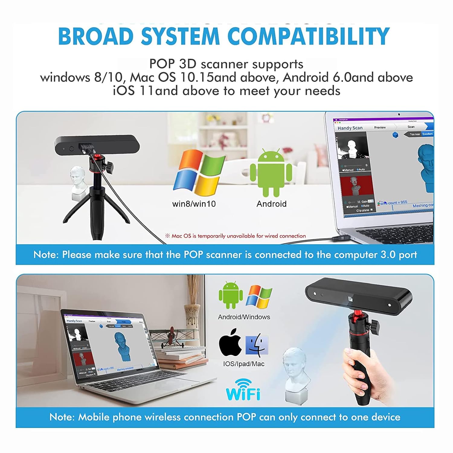 review SUNWOW 3D Scanner, 0.3mm 8Fps Infrared 3D Printer Scanner with Tripod, Handheld and Fixed Scanning Modes for Human Face Body and Color Texture Scanning, Support Android, Windows, iOS and Mac OS