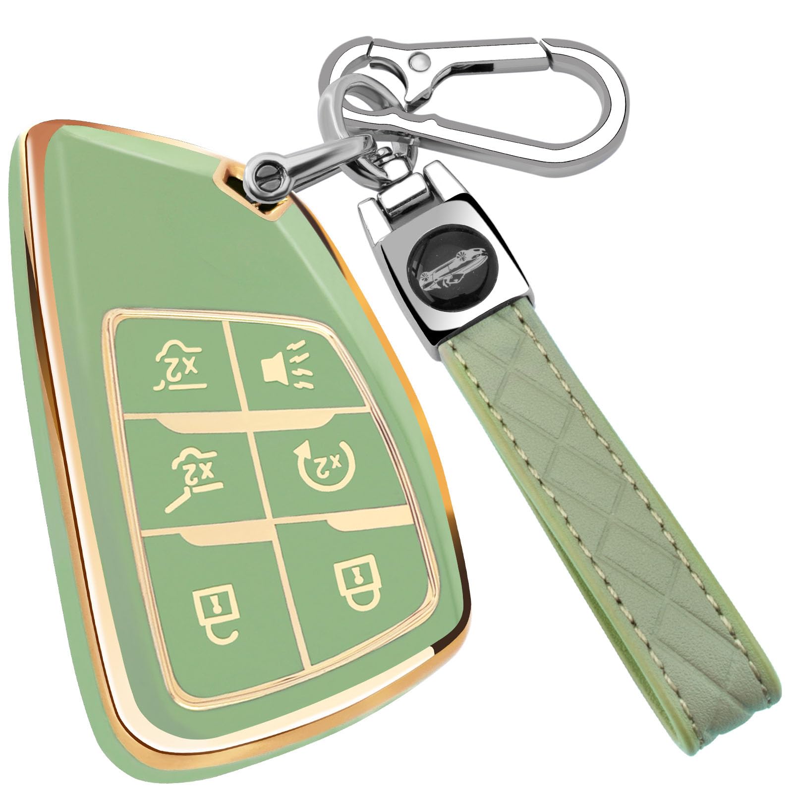 XIYANG TRADE for Chevy Key Fob Cover with Keychain,Key Case Shell TPU Protection Compatible with Chevy GMC Yukon Denali Tahoe Suburban Equinox Traverse Silverado Terrain Buick Envision,Green