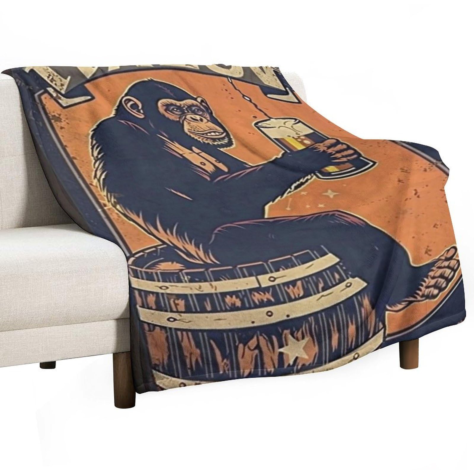 YHGSREUOH Monkey-Beer-Toast_04 Flannel Blankets Fleece Soft Throw Lightweight Plush Gifts for Couch, Bed, Cozy Sofa Plush, Chair, Lovers 130x175cm(50x70in)