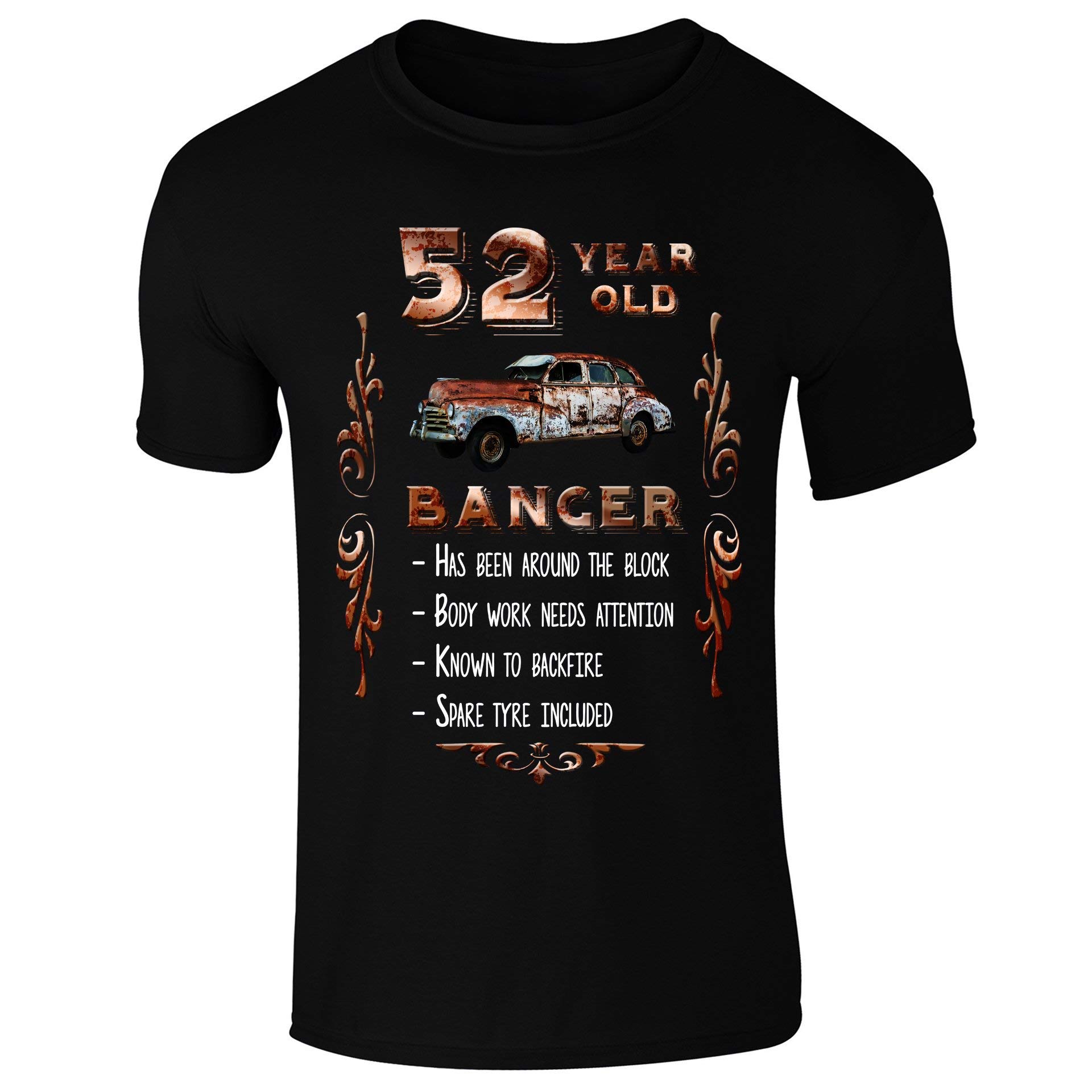 Mens 52 Year Old Banger T-Shirt Black (XL)