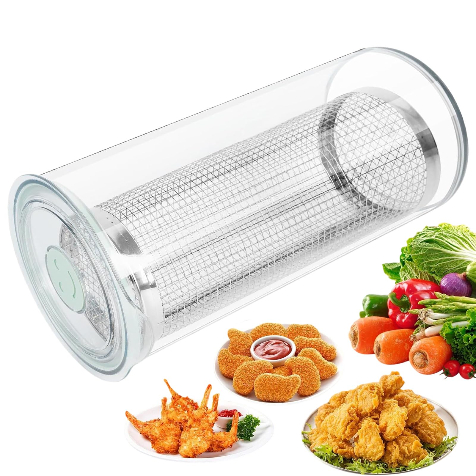 Breading Bowl - 360 Degree Clear Mixer Roller | Breading Shaker Container with Lid,for Home Kitchen Baking Camping Meal Preparation Deep Frying
