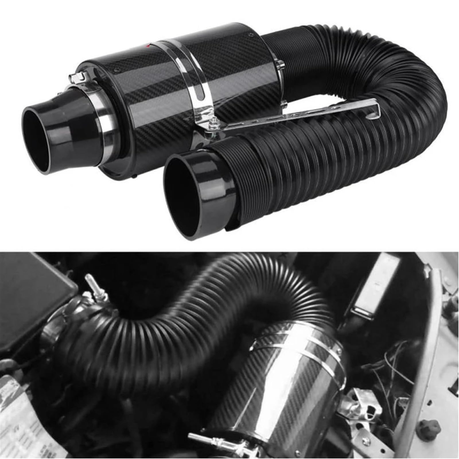 Manguera Tubo Admisión Filtro Aire De Carbono Universal Para Coche Entrada Fibra Aire Kit Inducción Alimentación En Frío Tubo De Entrada Manguera Entrada Aire