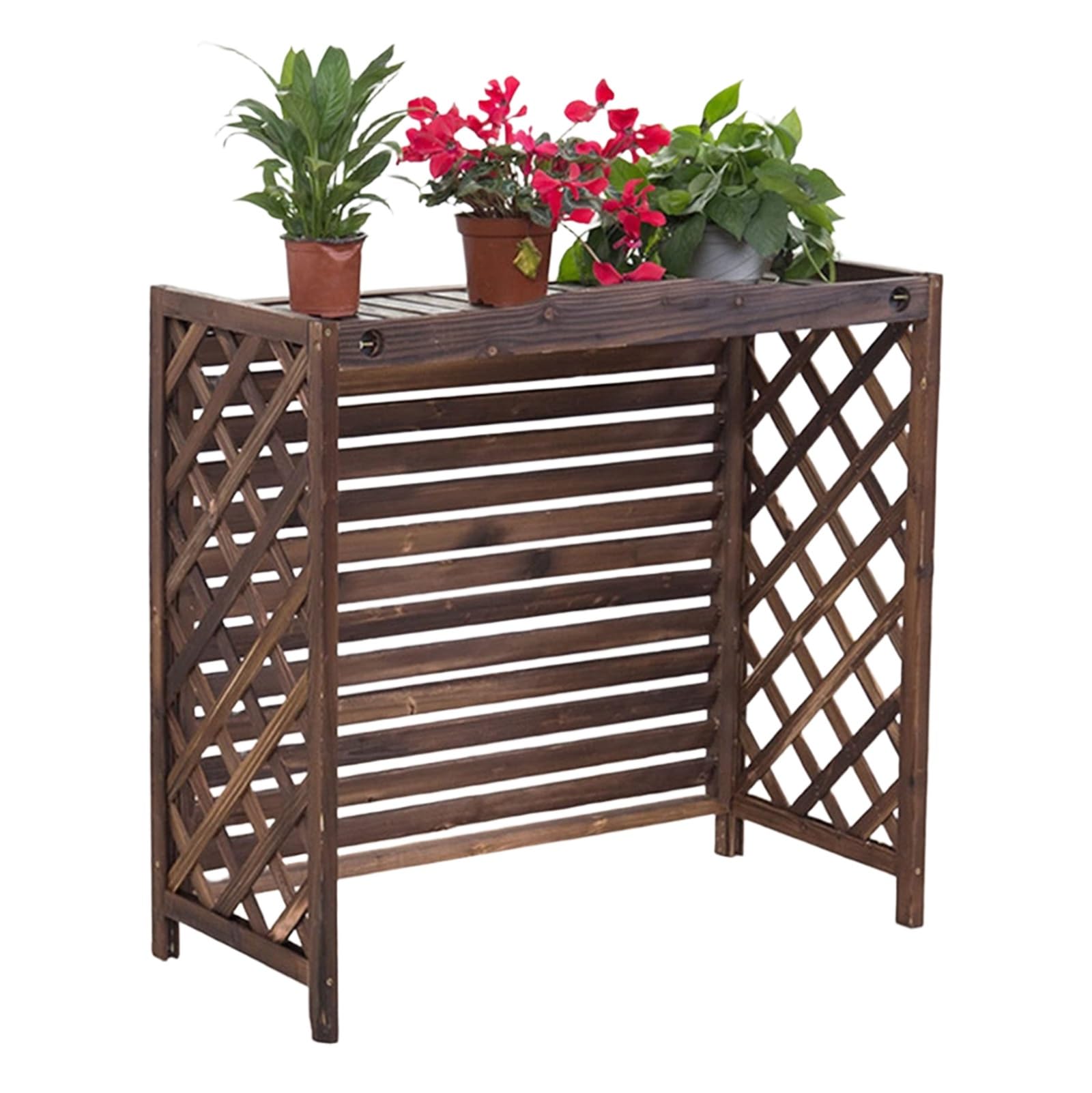 QYMYOZ Outdoor Air Conditioner Privacy Fence Screen Solid Wood Windproof Cover for Home Patio & Garden Dimensions 81x30x72cm to 115x54x95cm (96x40x89cm) Stylish & Durable Protec