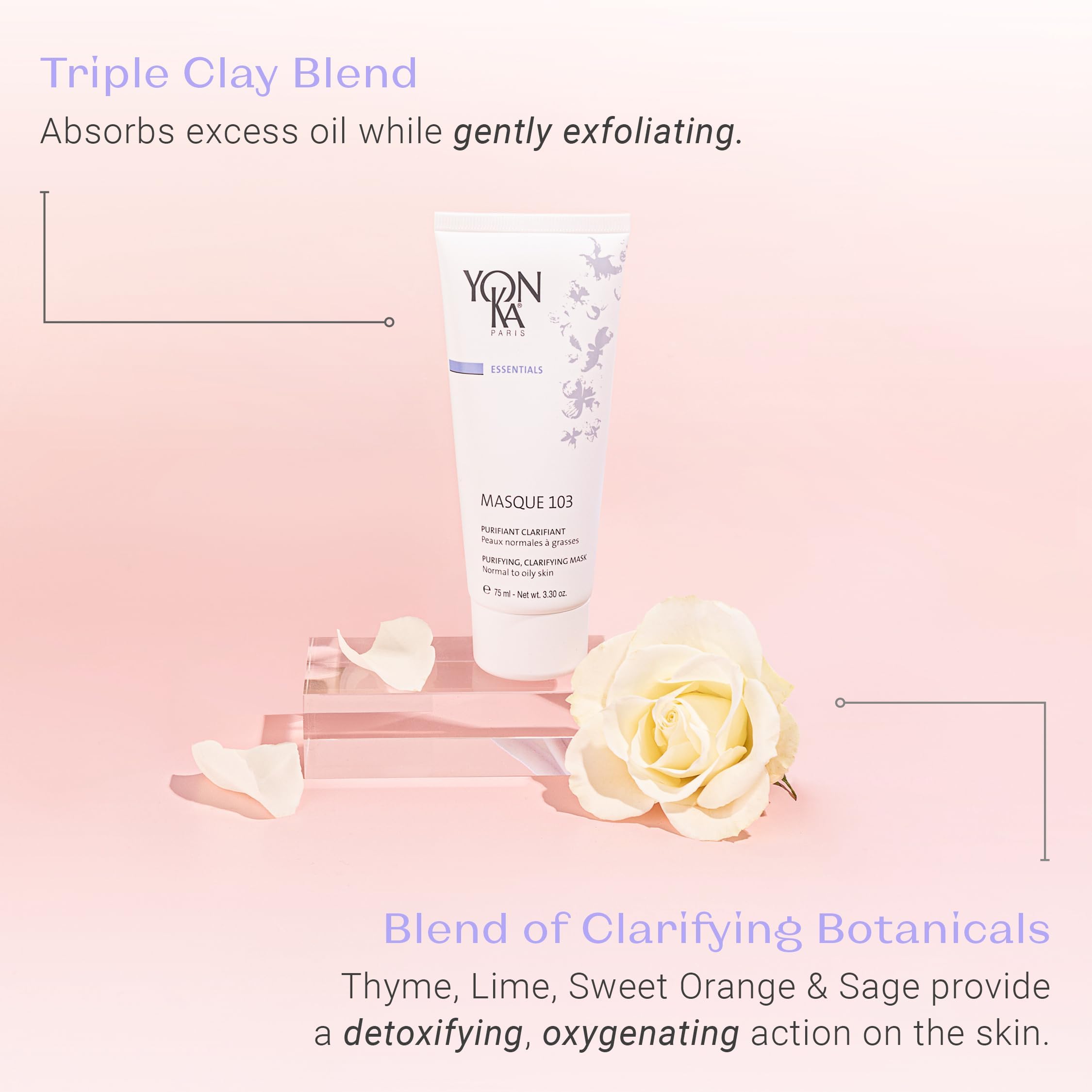 Yonka Masque 103 | Clay Face Mask | Clarify Skin and Tighten Pores with Botanical Extracts and Triple Clay Blend | Oily and Acne Prone Skin | Paraben-Free | 3.30 oz