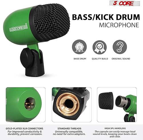 Miniatura 2 de 5 CORE Kit de micrófono de batería de 7 piezas, micrófonos de batería de metal, TomSnare y Cymbals Profesional con cable, incluye soporte para