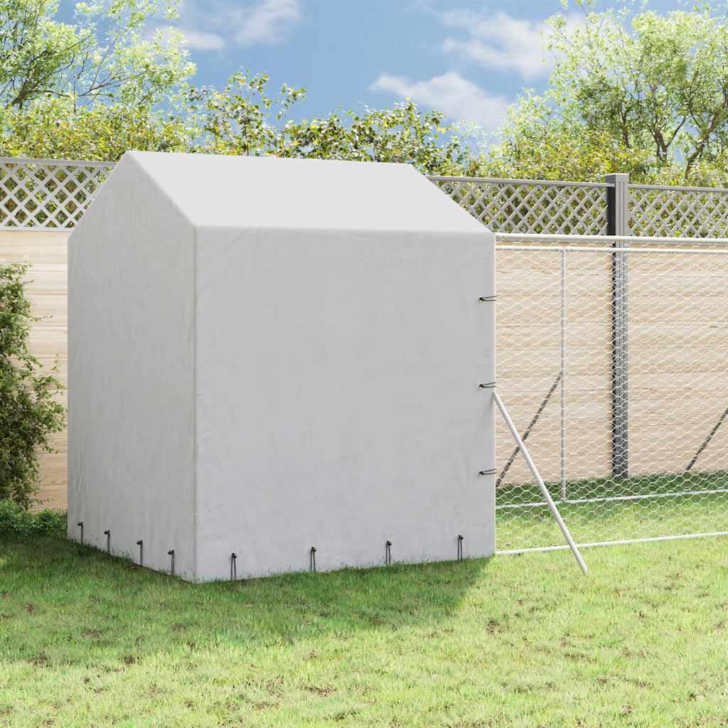 Perrera para perros con techo plateado, acero galvanizado, 2 x 10 x 2,5 m, resistente a la intemperie, con puerta y protección, ideal como salida, recinto al aire libre, parque para perros y