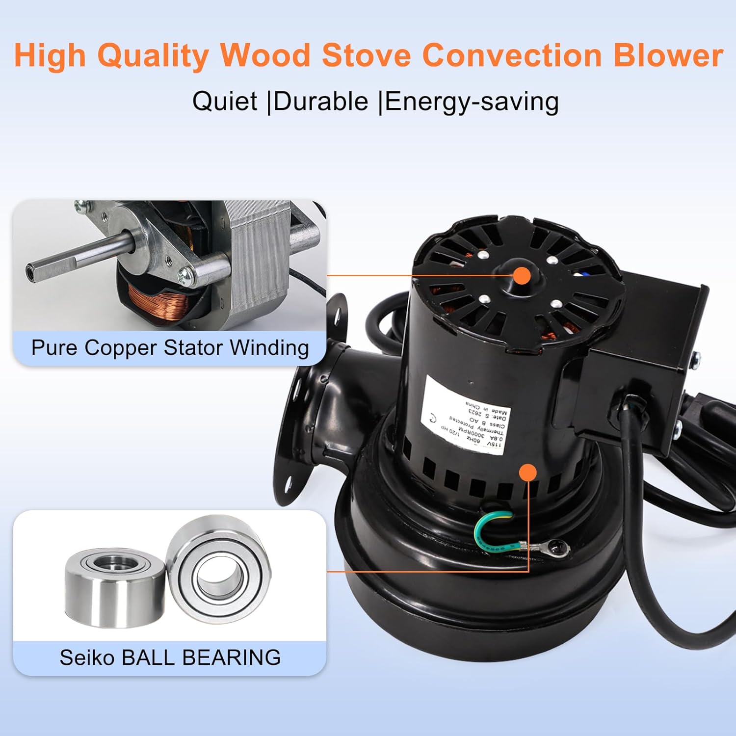 Criditpid AC-16 Wood Stove Convection Blower for Englander Stove, Room Air Blower Replacement for Englander Pellet & Wood Stoves.