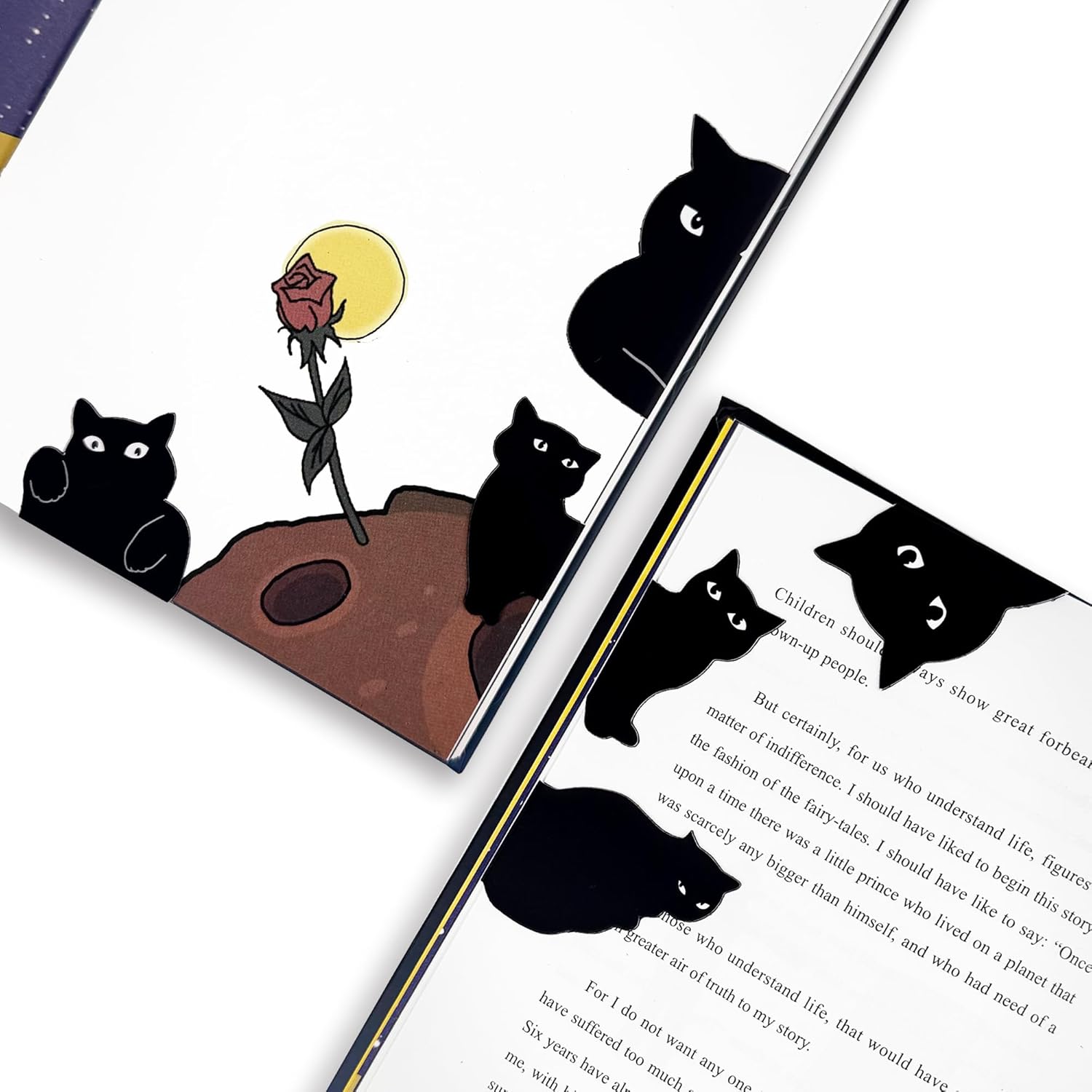 SONAME 6 Pieces Magnetic Bookmarks - Cute Cat Page Markers for Book Lovers,Book Markers Clip for Student Teacher Reading (A)