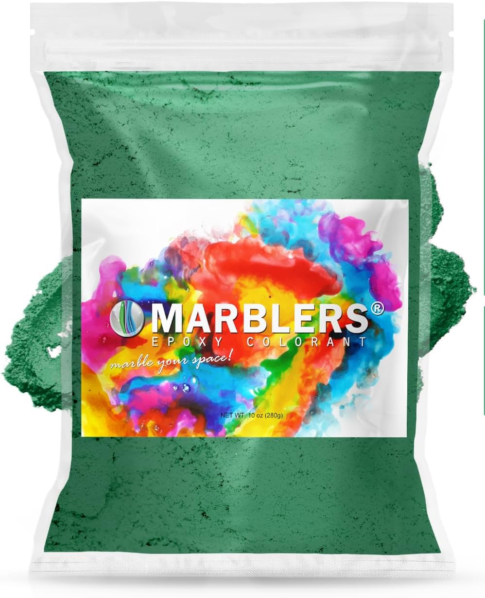 MARBLERS Green Mica Powder [Pine Green] 10oz (280g) | Cosmetic Grade | Epoxy Resin Pigment | Dye | Non-Toxic, Vegan, Cruelty-Free | Lip Gloss, Nails, Body Butter | Bath Bomb, Candle & Soap Making