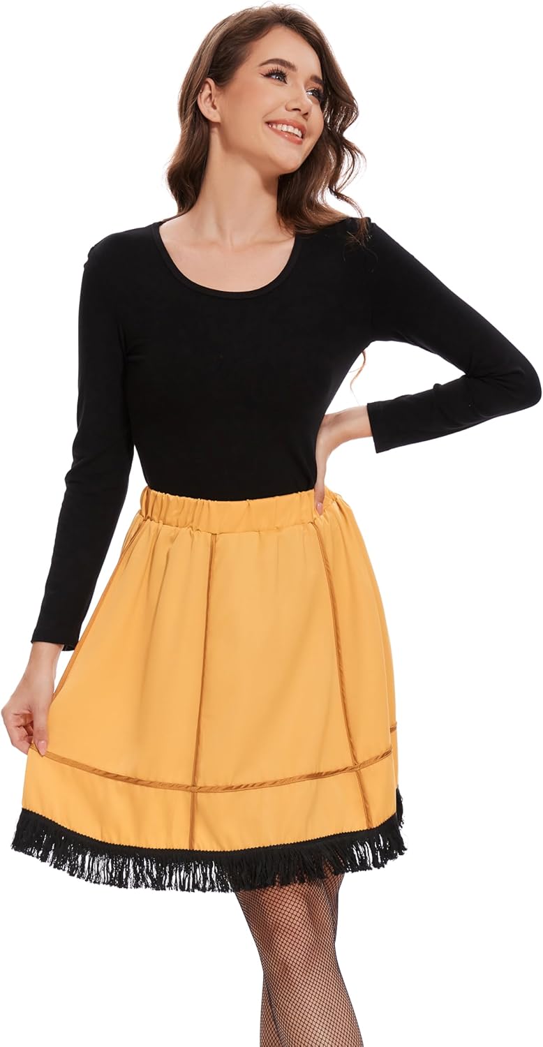 Adult Women Yellow Leg Style Lamp Skirt Sock Costume Christmas Halloween Cosplay