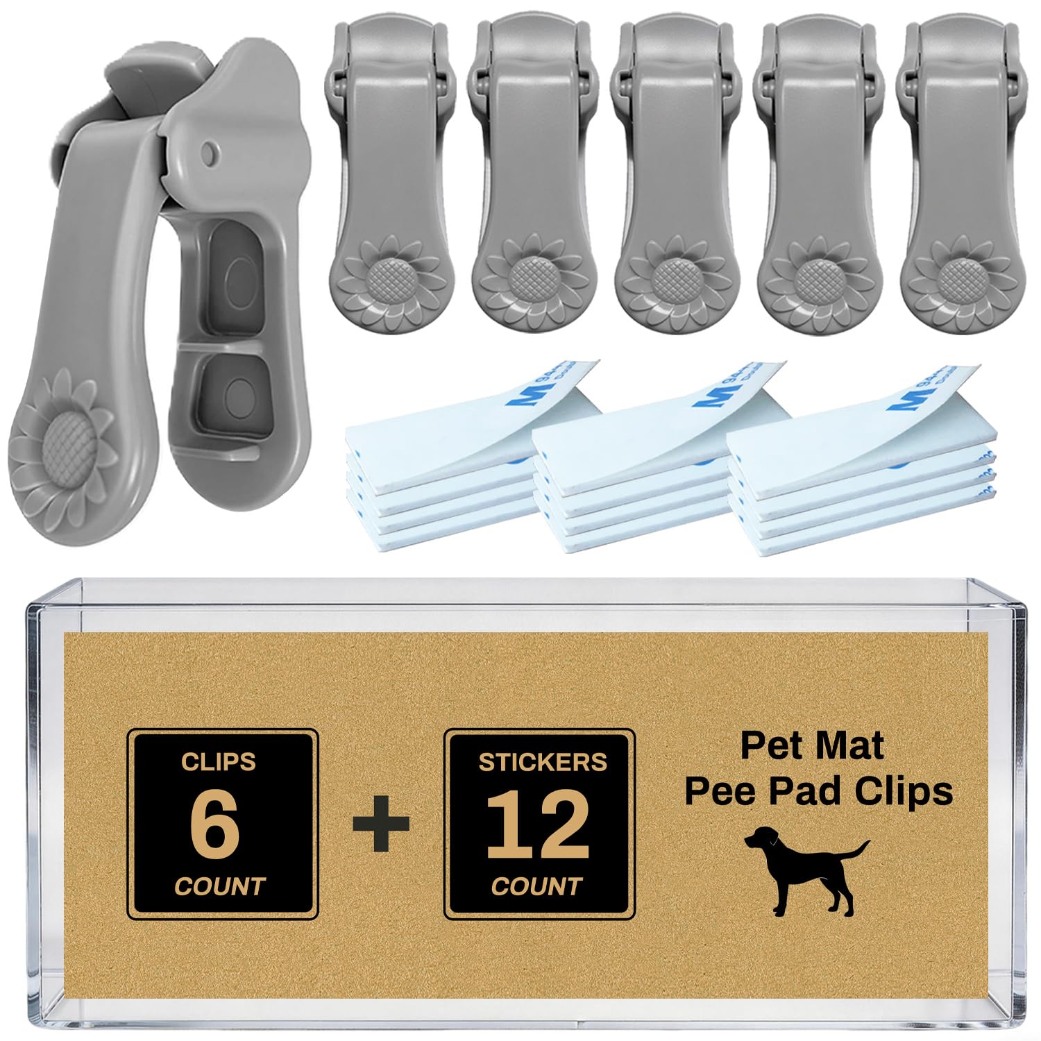 Lockable Pee Pad Clips, with Adhesive Tape, for Indoor Wall Pads Secured, Extra Thick Clamps for Silicone Puppy Pad Holder Tary Secured, Tight Strong Clamp for Dogs, Cats Training
