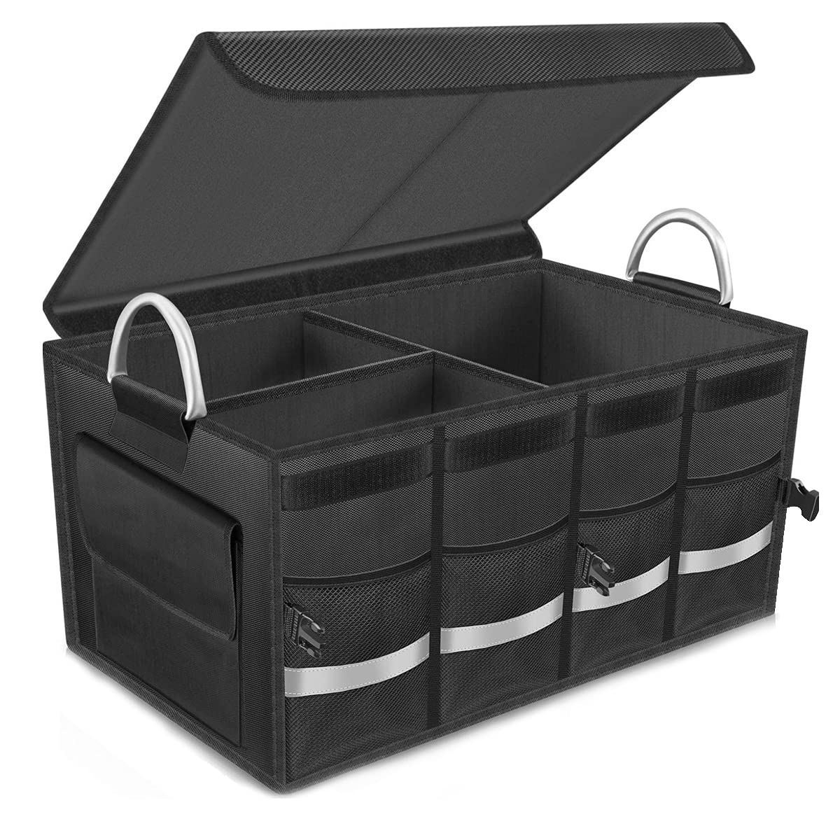 Organiseur de coffre de voiture | Sac de coffre pliable étanche pour presque toutes les voitures : camion, véhicule, SUV, van | 58 cm x 40 cm x 30 cm | Noir