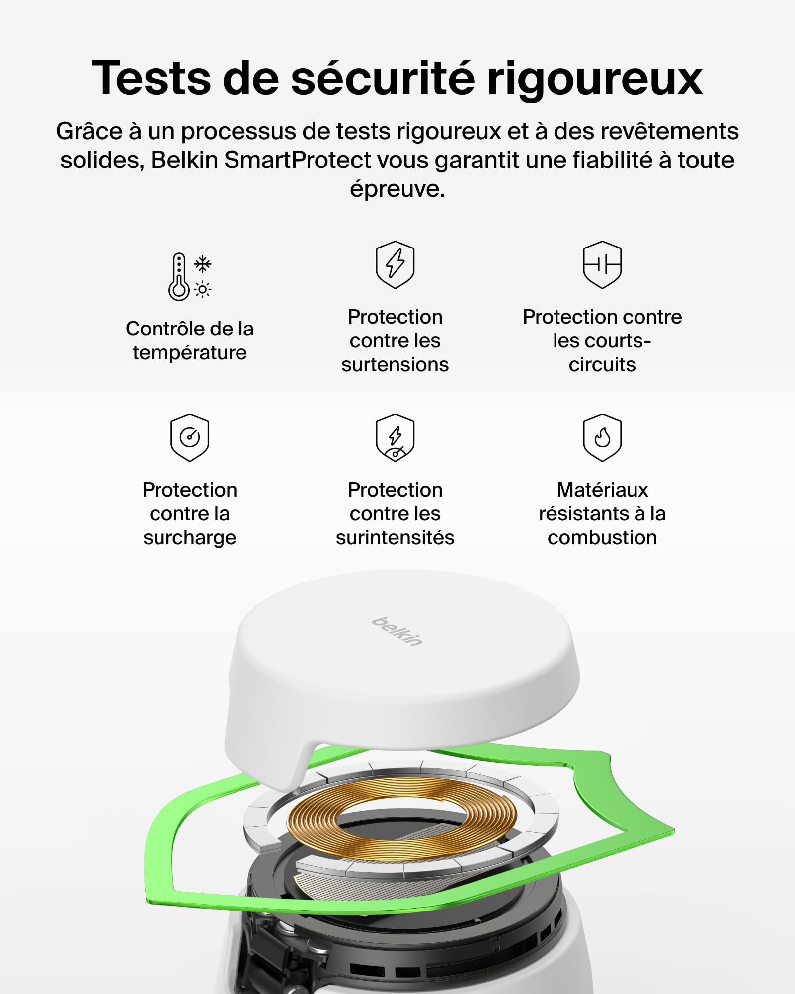 Belkin UltraCharge Station sans Fil 3-en-1 avec Qi2, 25 W - Blanc | Chargeur Magnétique Qi2.2, USB-C, Chargeur Sans Fil Pour iPhone, Galaxy, Écouteurs, Montre Connectée, Adaptateur Secteur 45 W
