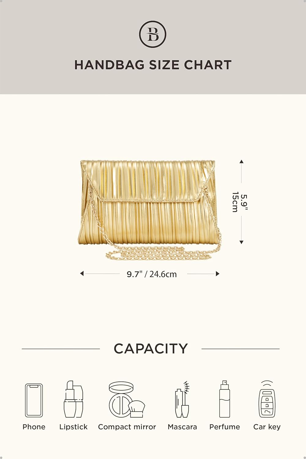 BABEYOND Clutch Purses for Women - Evening Bag Pleated Flap Clutch for Formal Party Cocktail Prom Wedding Handbags