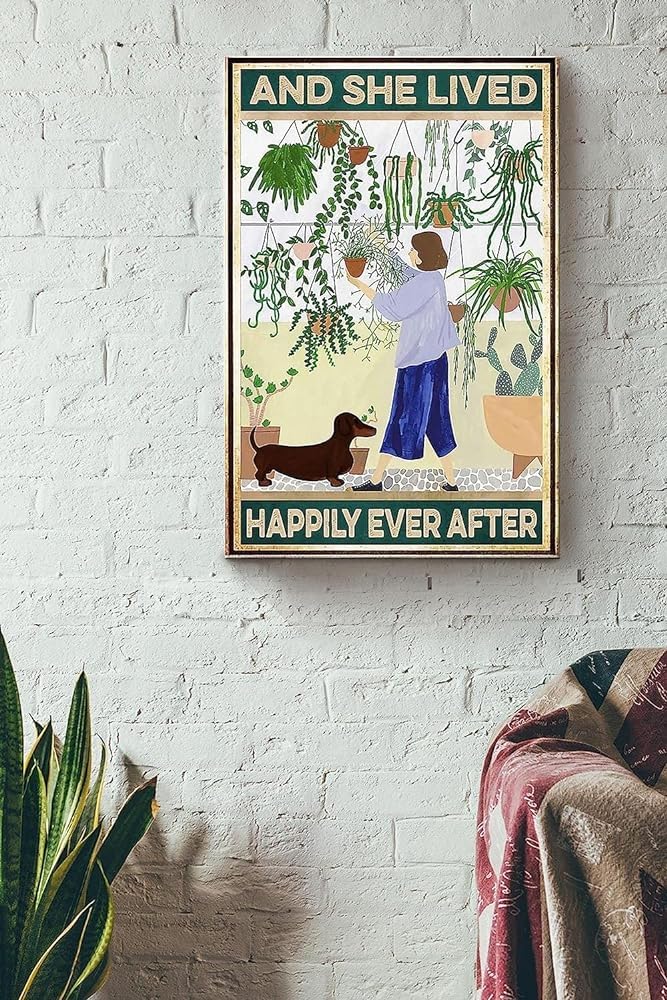 rayprint Metal Tin Sign Dogs And She Lived Happily Ever After Vintage Signs Retro Tin Signs Aluminum Sign for Bar Home Wall Metal Decoration 8x12 Inch