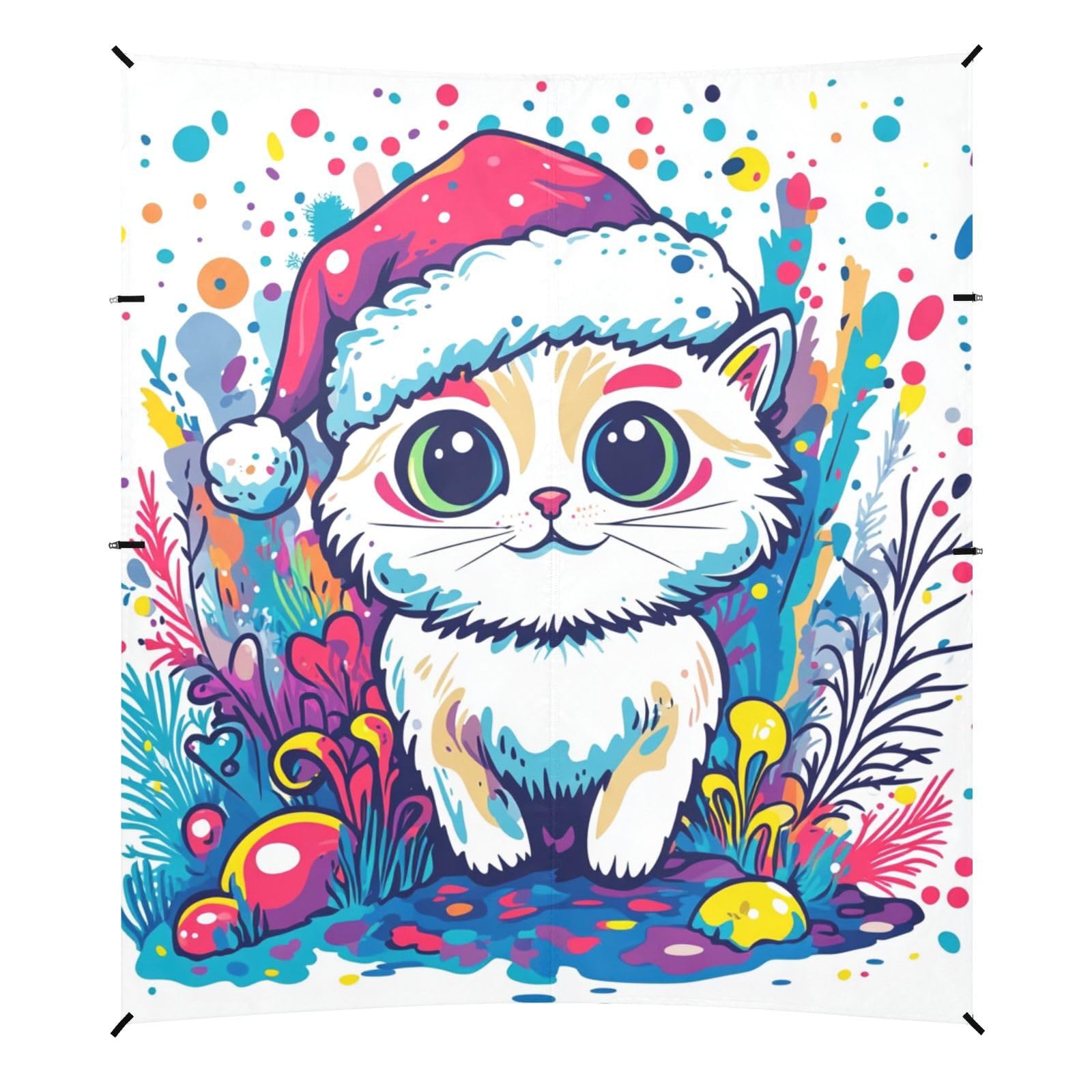 Chic Ragdoll Cat Foldable Beach Tent UPF50 Water-Resistant Sun Shelter with Sandbags and Shovel for Camping, Picnics, Backyard