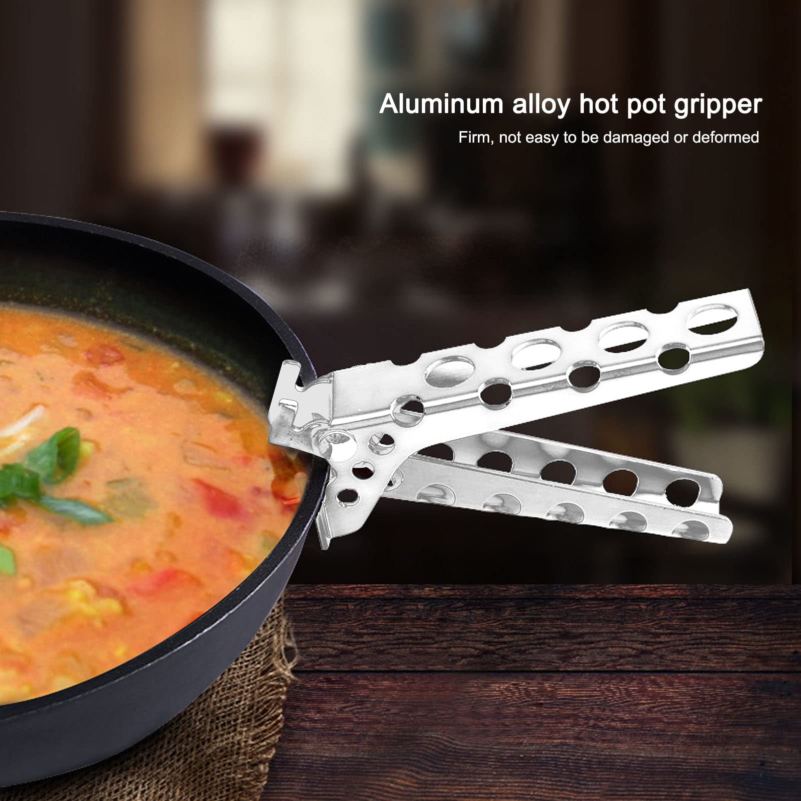 Ejoyous Pinza para Cacerola Caliente, Pinzas de Aleación de Aluminio con Agarre Antideslizante, Clip Ligero de 1.76 Oz para Levantar Platos y Bandejas de Tazones Calientes en la Cocina, Camping,